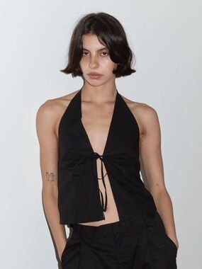 NWOT Deiji Studios Open halter top (black)